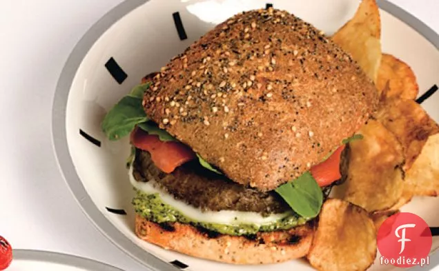 Burgery Portobello z Pesto, Provolone i pieczoną papryką