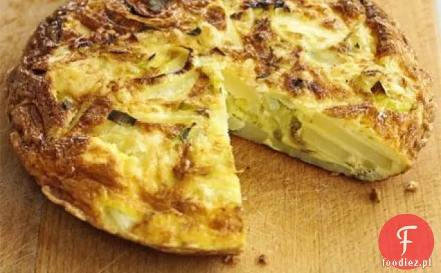 Tortilla z serem, porem i ziemniakami