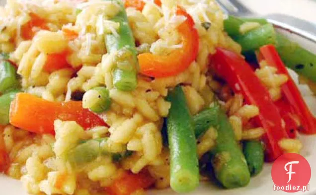 Risotto ze słodką papryką i zieloną fasolą