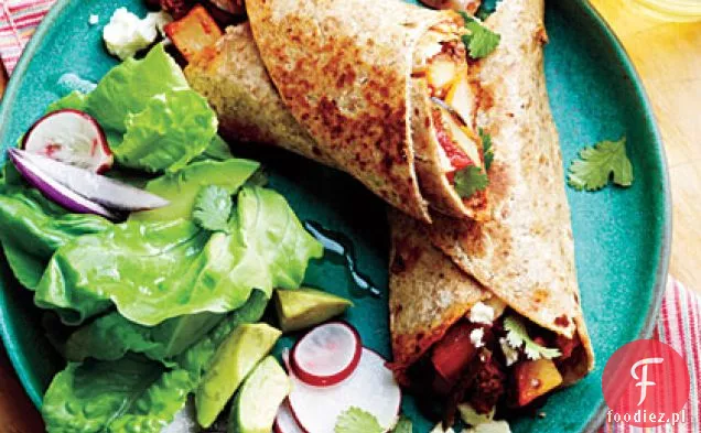 Ziemniaki, Chorizo i zielone Chile Burritos