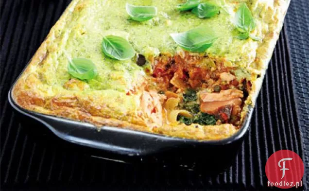 Pieczony łosoś i bakłażan cannelloni