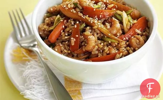 Spring Veg & krewetki stir-fry