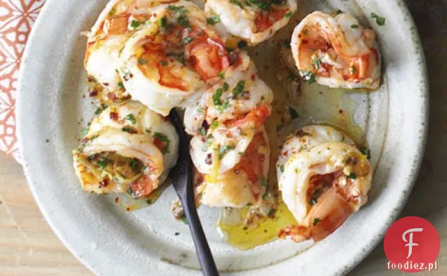 Krewetki smażone na błysk z chilli, cytryną i pietruszką