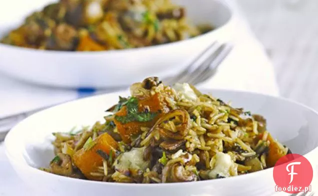 Squash, mushroom & Gorgonzola pilaf