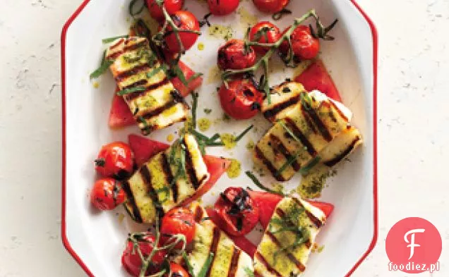 Grillowana Halloumi z arbuzem i olejkiem Bazyliowo-miętowym