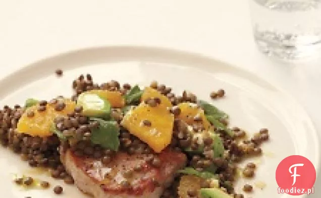 Wieprzowina Z Sałatką Z Soczewicy, Pomarańczy, Awokado I Bazylii