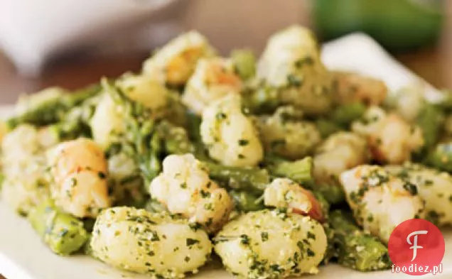 Gnocchi z krewetkami, szparagami i Pesto