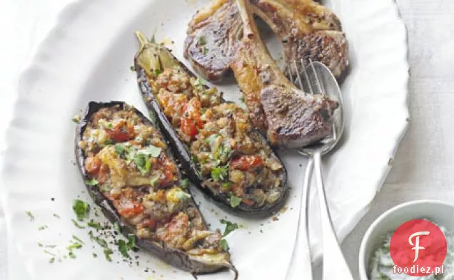 Imam bayildi with BBQ lamb & tzatziki