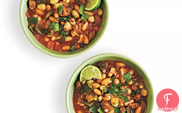 Biała fasola i Hominy Chili