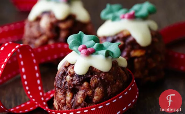 Christmas pudding Rice Krispie cakes