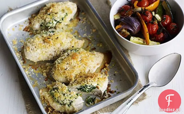 Szpinak, ricotta i kurczak traybake