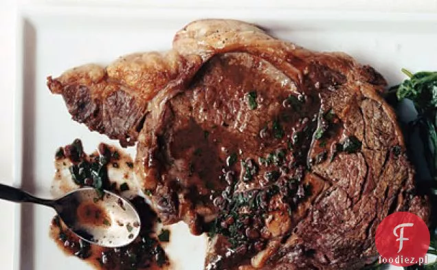 Steki Rib-Eye w sosie z czerwonego wina