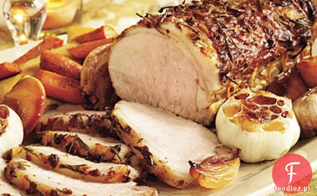 Wieprzowina Rozmarynowo-Czosnkowa Z Prażonymi Warzywami I Karmelizowanymi Jabłkami