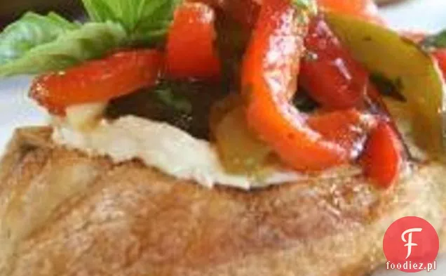 Pieczona Czerwona Papryka I Kozi Ser Bruschetta