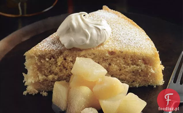 Ciasto Maślankowe z kompotem gruszkowym i Creme Fraîche
