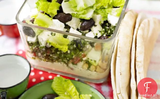 Wielowarstwowy hummus, tabbouleh & feta miska piknikowa