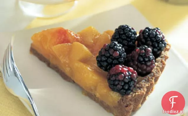 Tarta brzoskwiniowo-Jeżynowa z płatkami owsianymi-Ciasteczkowa
