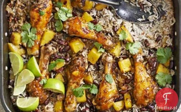 Mango Chicken, bean & rice bake