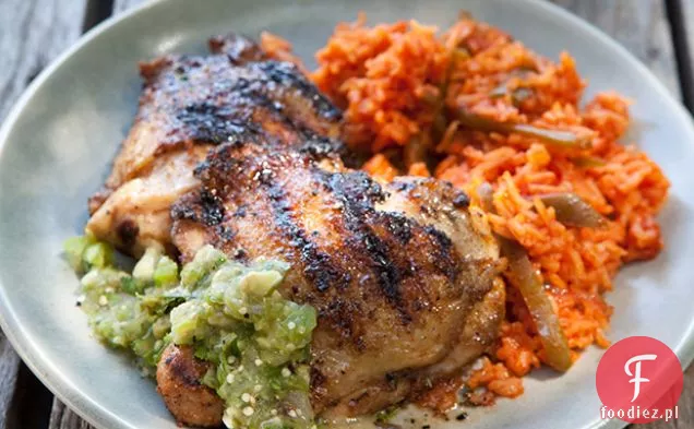 Udka z kurczaka z kminkiem z grillowaną salsą Tomatillo
