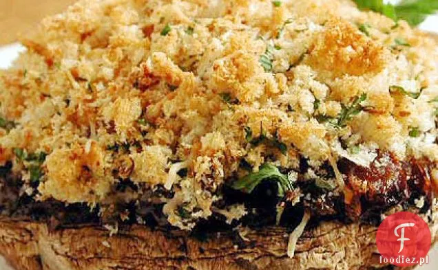 Faszerowane pieczarki Portobello z oliwkami i karmelizowaną cebulą