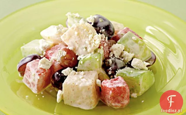 Sałatka z ogórka, gruszki azjatyckiej i arbuza z ricottą Salata