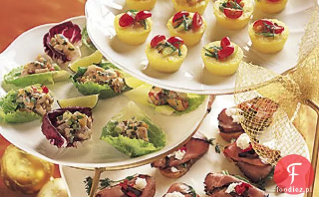 Pieczeń wołowa i rukola Crostini z oliwkowo-czerwoną papryką