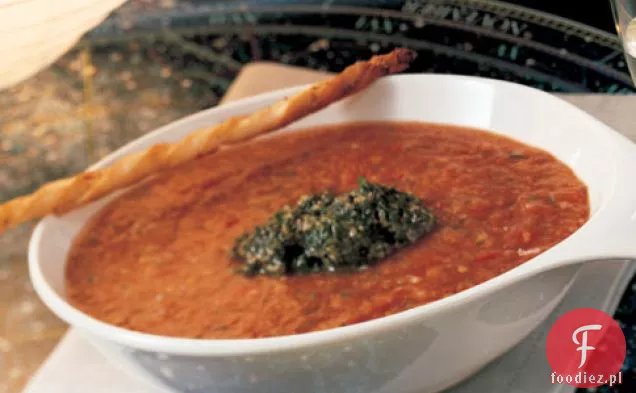 Schłodzona Pieczona Zupa Pomidorowa Z Pesto