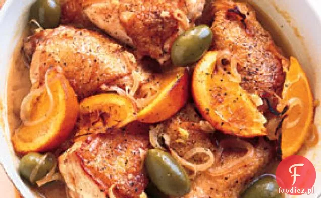 Kurczak z zielonymi oliwkami, pomarańczą i Sherry