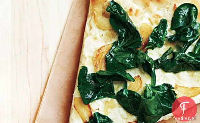 Trzy-serowa Biała Pizza ze szpinakiem