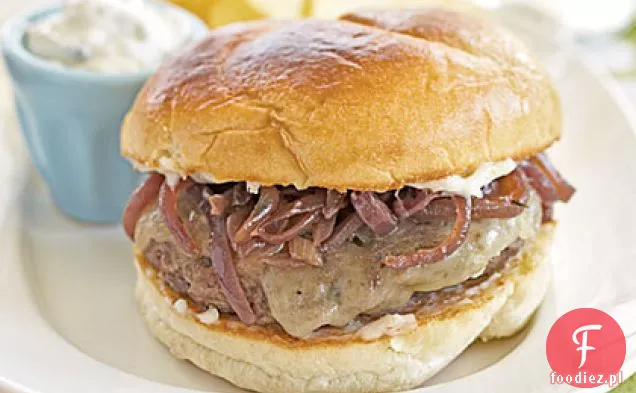 Hamburgery Cheddar z dżemem z czerwonej cebuli