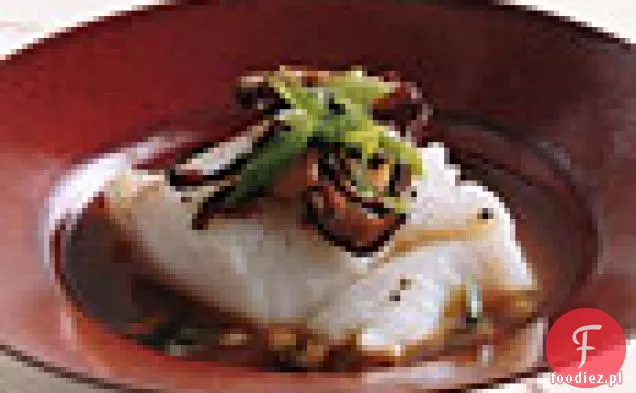 Pieczony dorsz z Shiitakes w rosole Miso