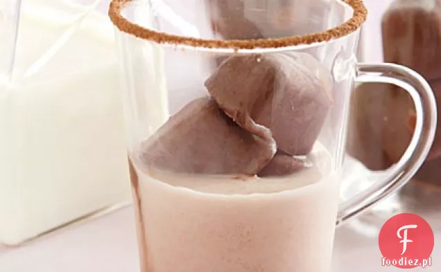 Mleko z kostkami lodu gorącej czekolady