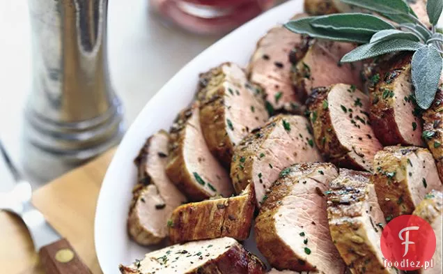 Polędwiczki wieprzowe zapiekane z kompot rabarbarowym
