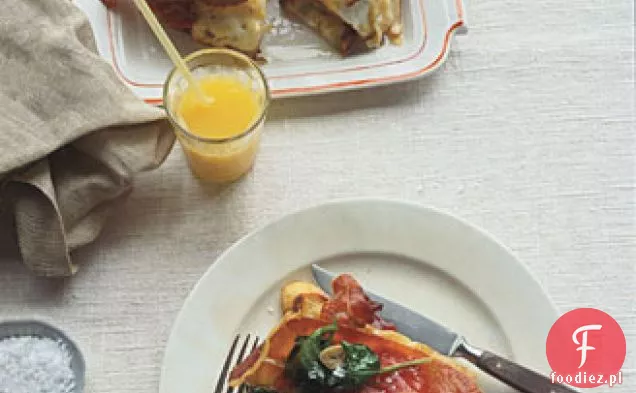 Prosciutto, jajko sadzone i parmezan na wiejskim chlebie