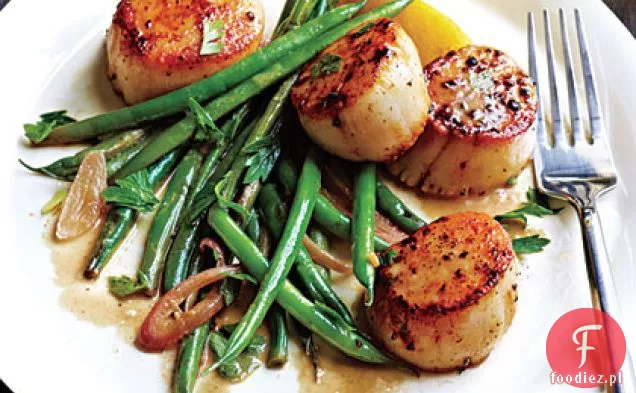 Zapiekane przegrzebki z Haricots Verts