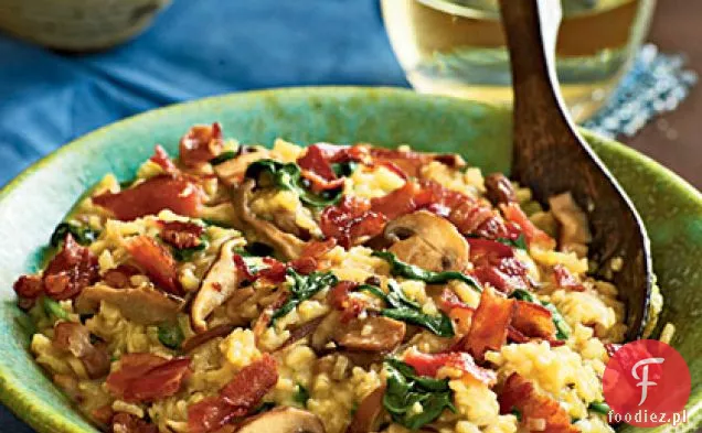 Risotto z boczkiem i dzikimi grzybami ze szpinakiem dla niemowląt