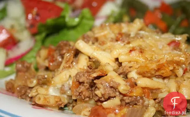 Zapiekanka z mielonej wołowiny z serem i makaronem