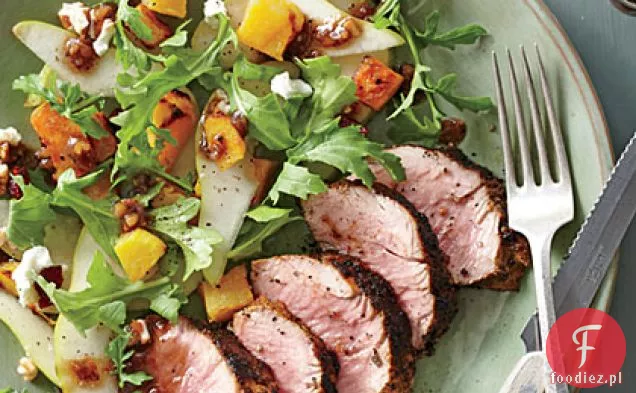 Przyprawa-potarta wieprzowina z pieczoną sałatką z masłem