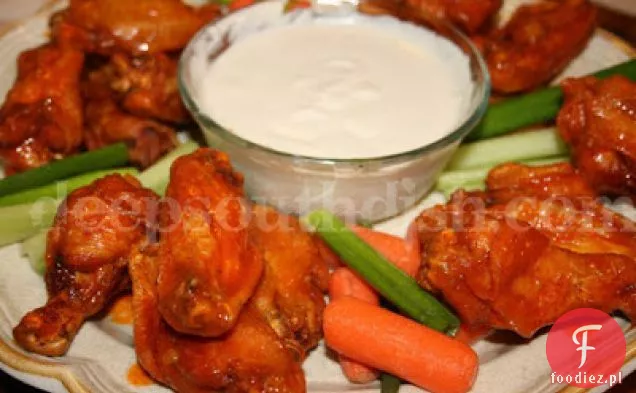 Buffalo Style Hot Wings with Blue Cheese Dipping Sauce