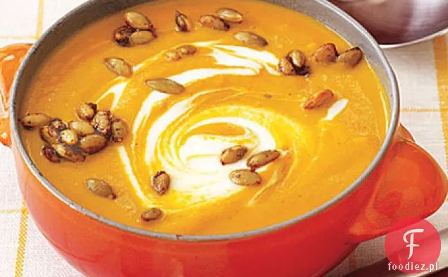 Curry zupa dyniowa z pikantnymi pestkami dyni