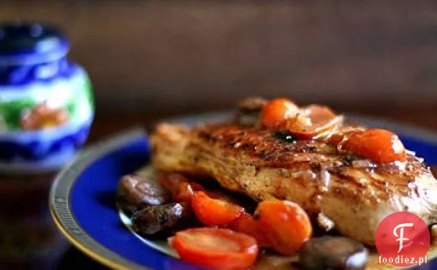 Kurczak, pieczarki i pomidory z Porto