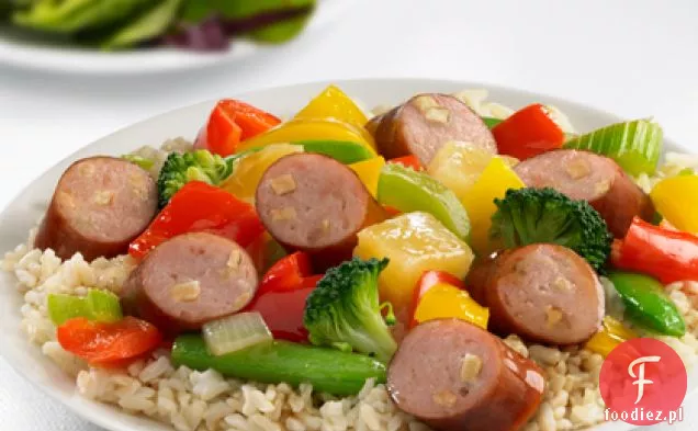 Johnsonville Apple Chicken Sausage słodko-kwaśny Stir-Fry