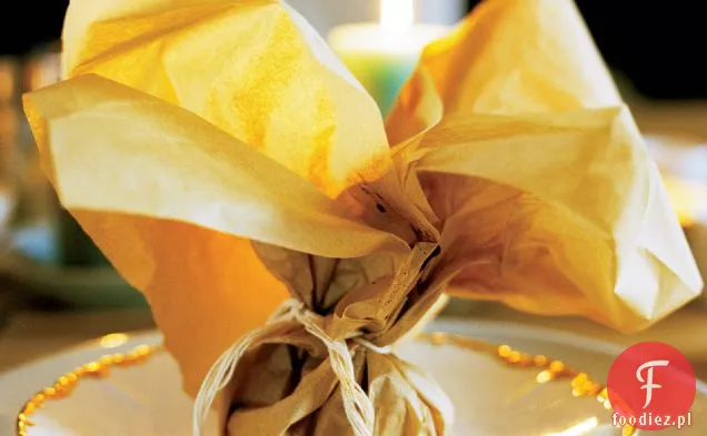 Herbata-dorsz pieczony na parze pieczony w papierze