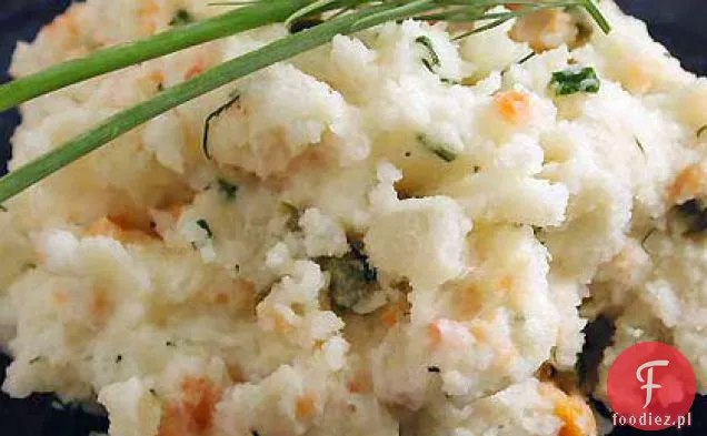 Łosoś wędzony ze szczypiorkiem puree ziemniaczane