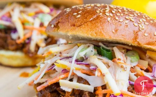 Apple BBQ Pulled Chicken Sandwiches with Apple Slaw