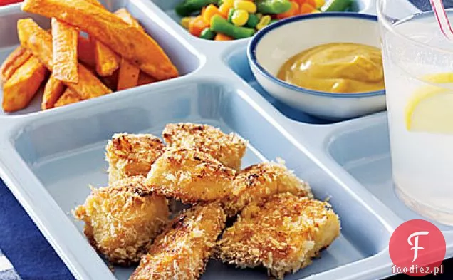Nuggetsy z kurczaka i słodkie frytki