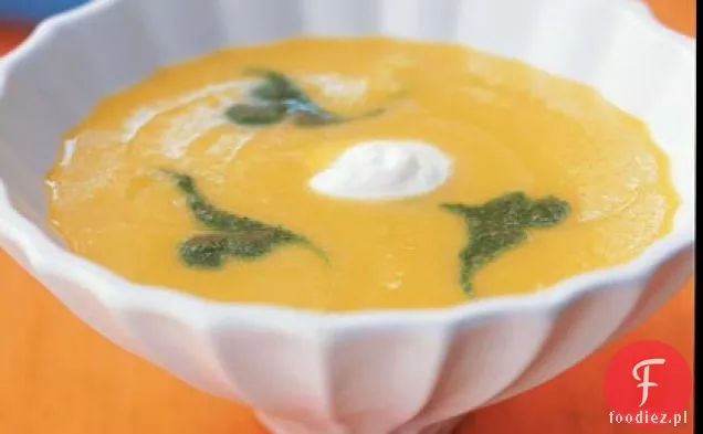 Zupa z żółtej papryki z Purée z kolendry