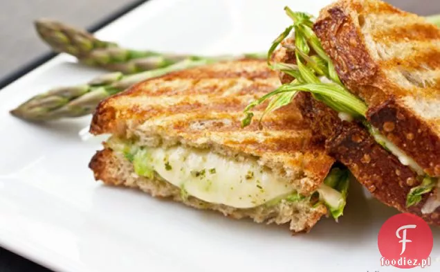 Grillowany Jarlsberg z ogolonymi szparagami i pesto z rukoli + Zestaw z grillowanym serem gratis!