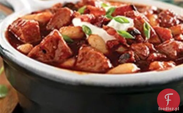 Wędzona wieprzowina, boczek i biała fasola Chili