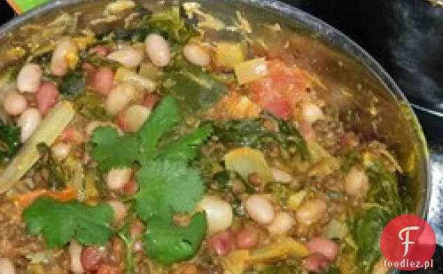 Szpinak, czerwona soczewica i fasolowe Curry